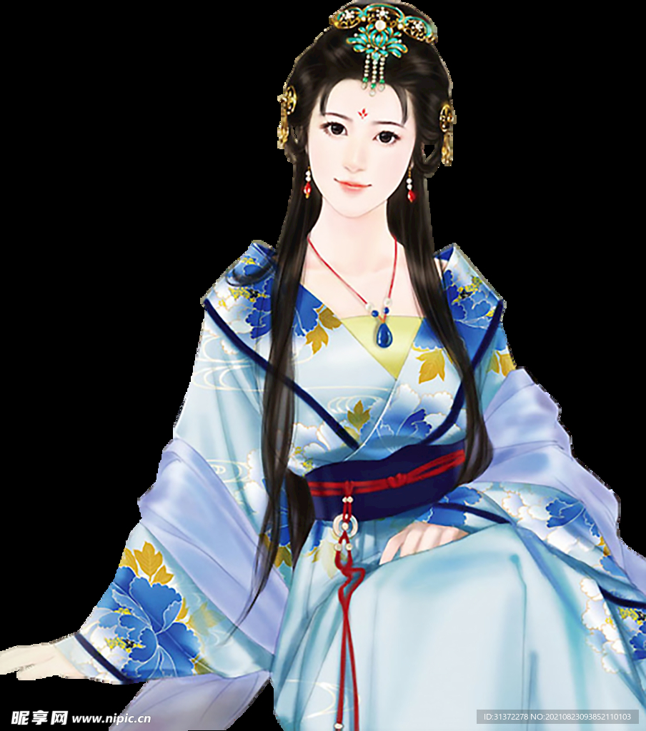 古装帅哥美女插画图片 