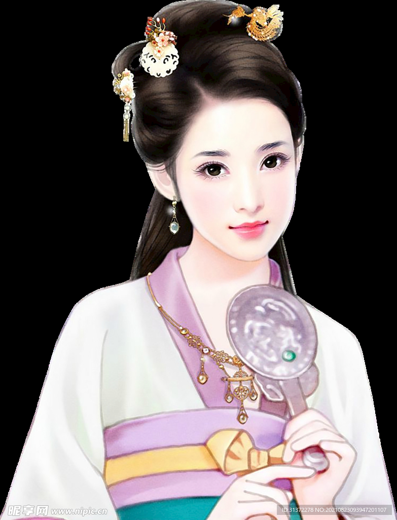 古装帅哥美女插画图片 