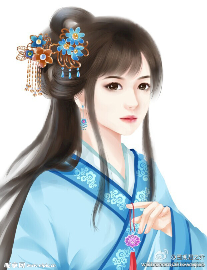 古装帅哥美女插画图片