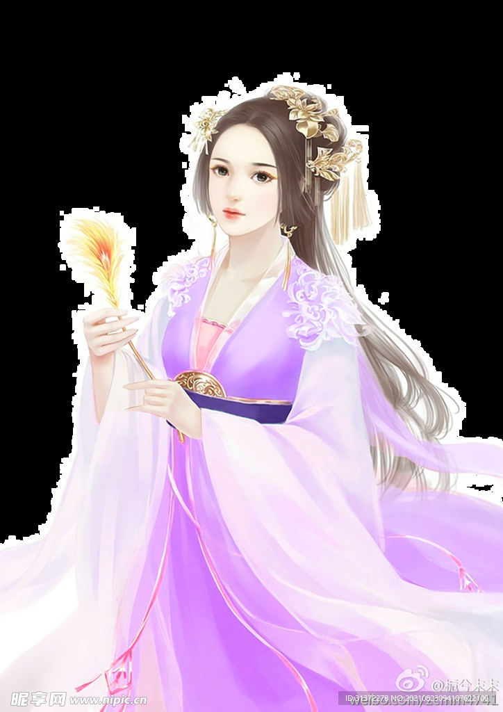 古装帅哥美女插画图片