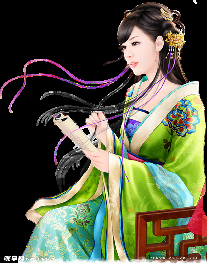  古装帅哥美女插画图片