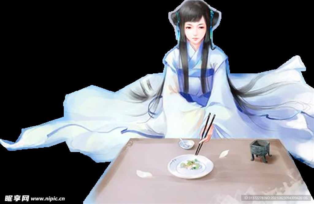  古装帅哥美女插画图片