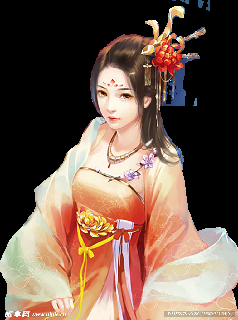  古装帅哥美女插画图片