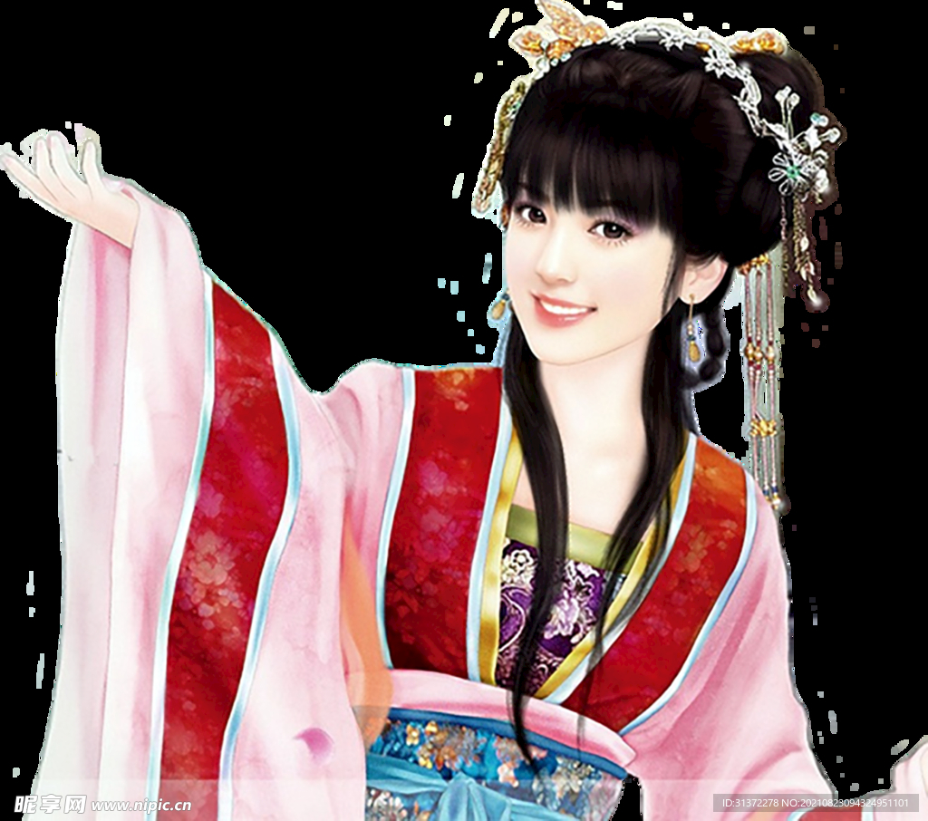  古装帅哥美女插画图片