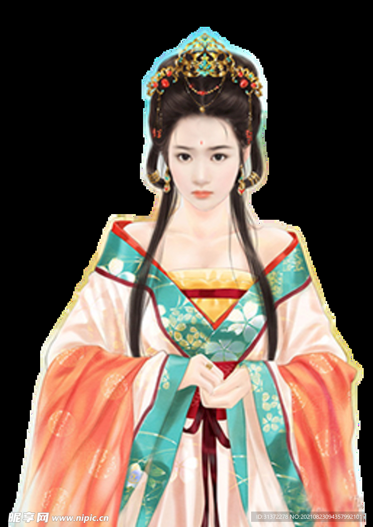 古装帅哥美女插画图片