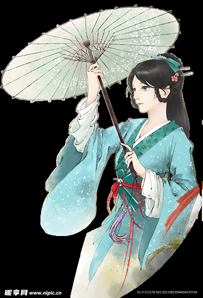  古装帅哥美女插画图片