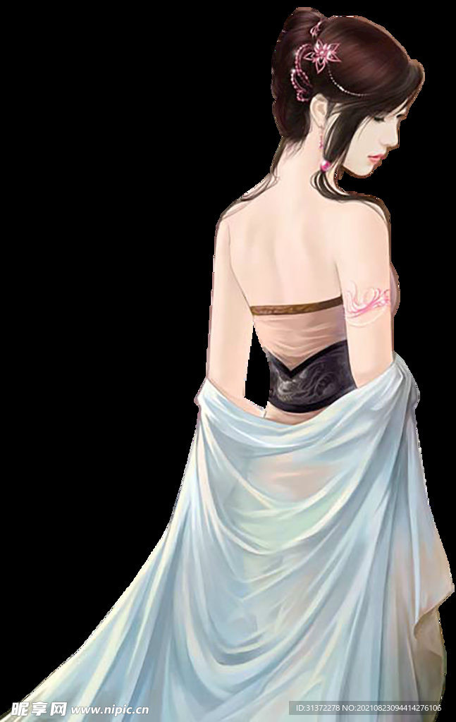 古装帅哥美女插画图片