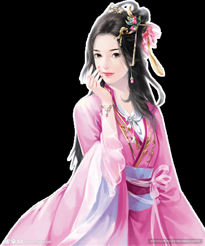 古装帅哥美女插画图片