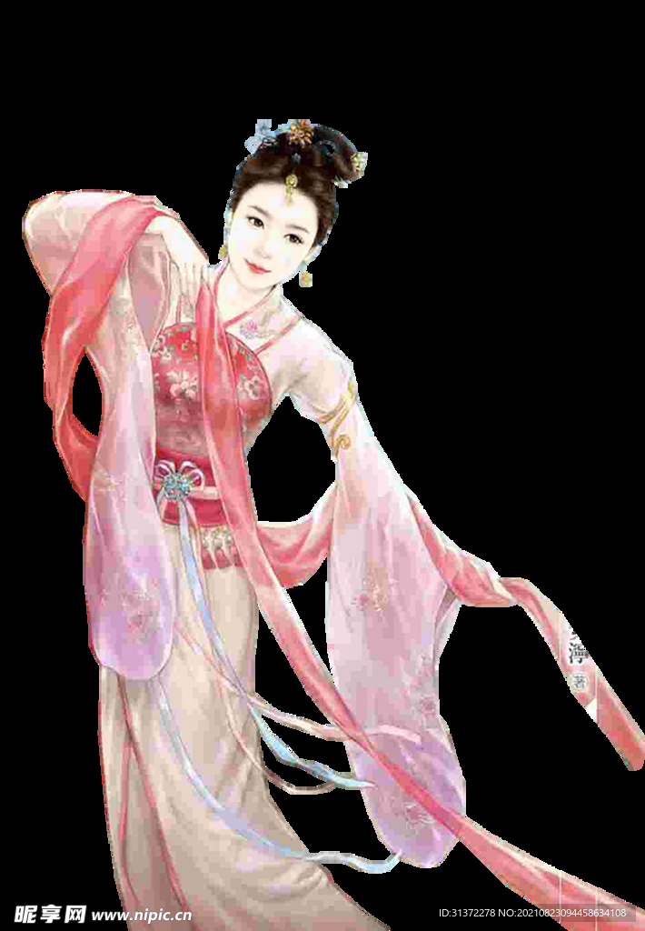  古装帅哥美女插画图片