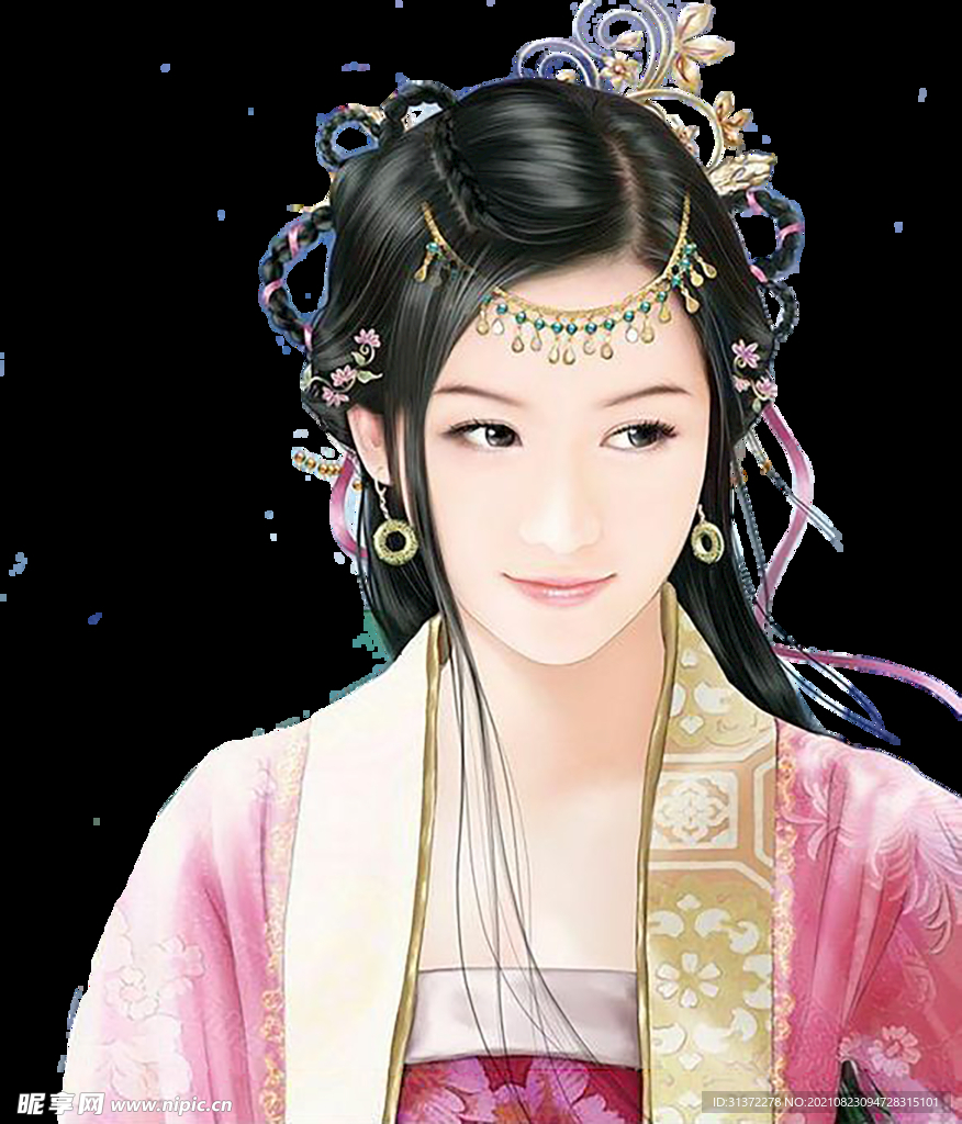 古装帅哥美女插画图片