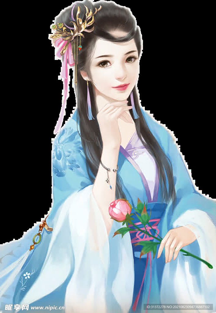  古装帅哥美女插画图片