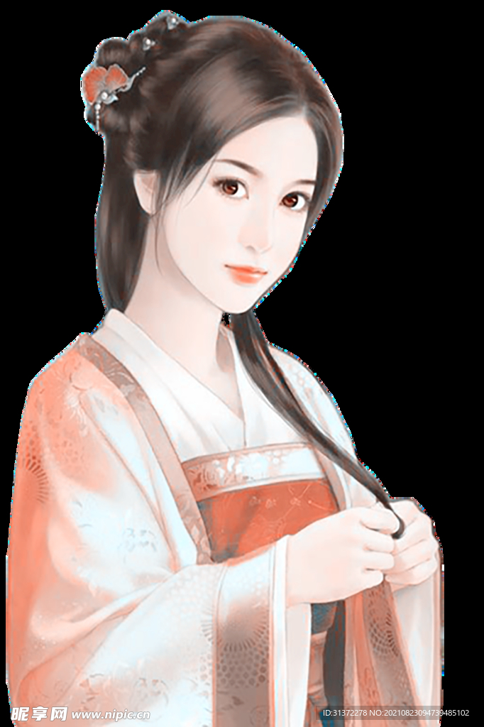  古装帅哥美女插画图片