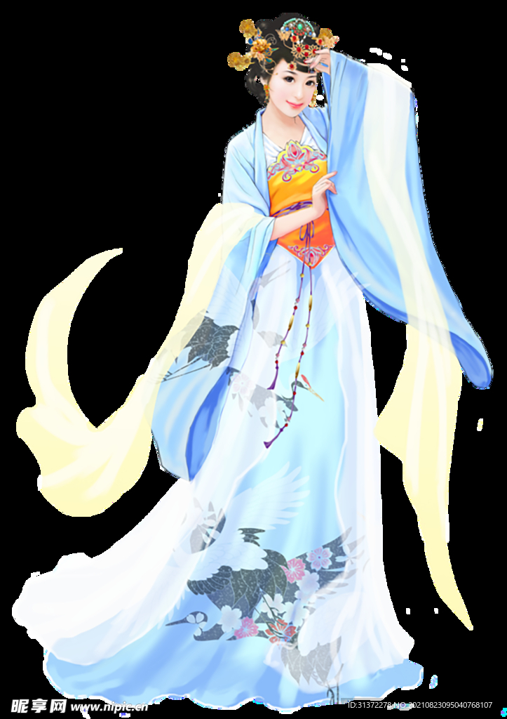  古装帅哥美女插画图片