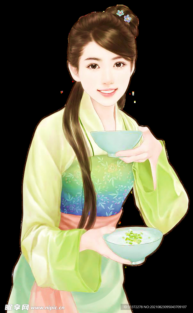 古装帅哥美女插画图片