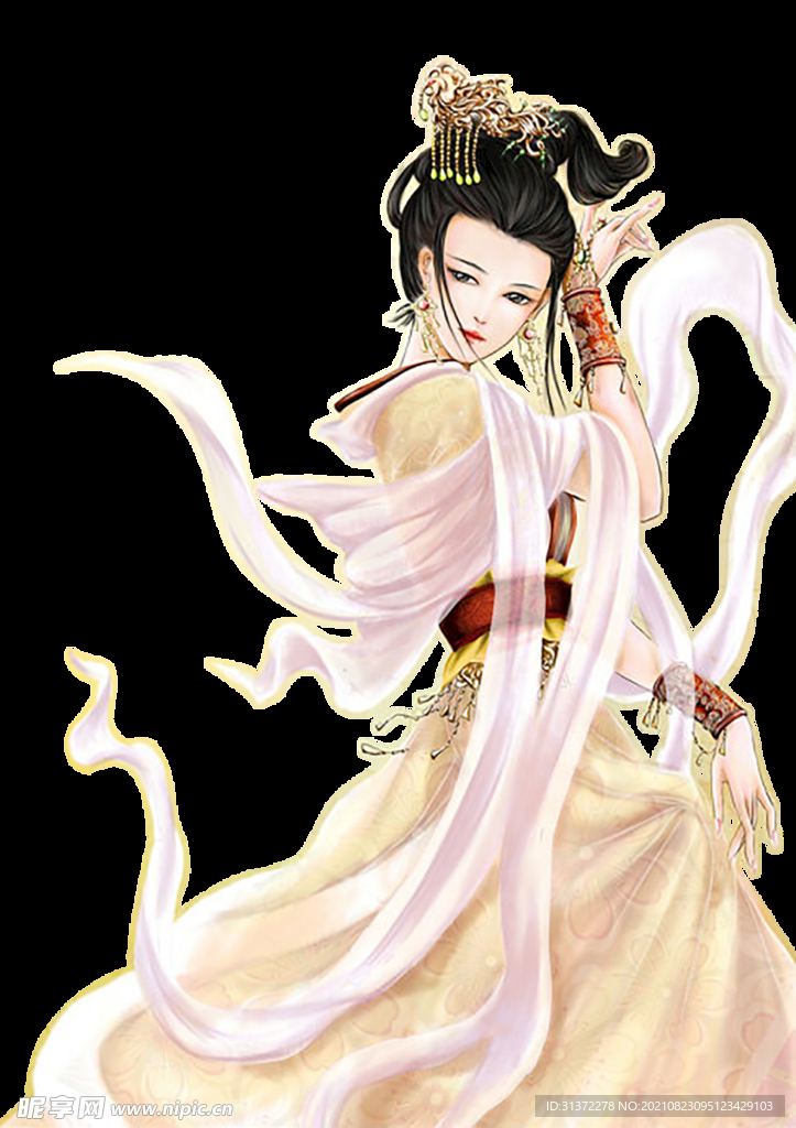  古装帅哥美女插画图片