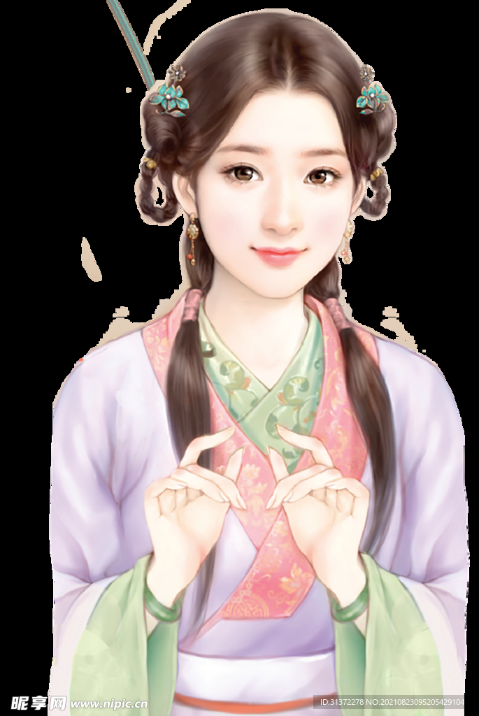 古装帅哥美女插画图片