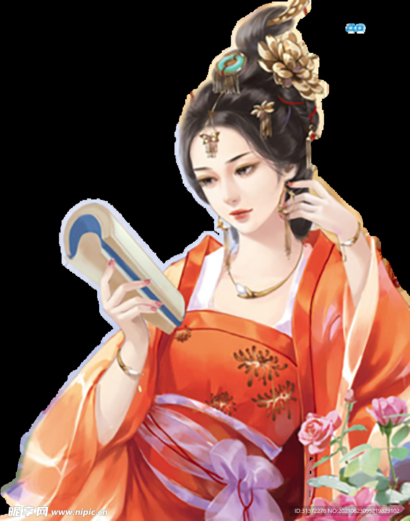  古装帅哥美女插画图片