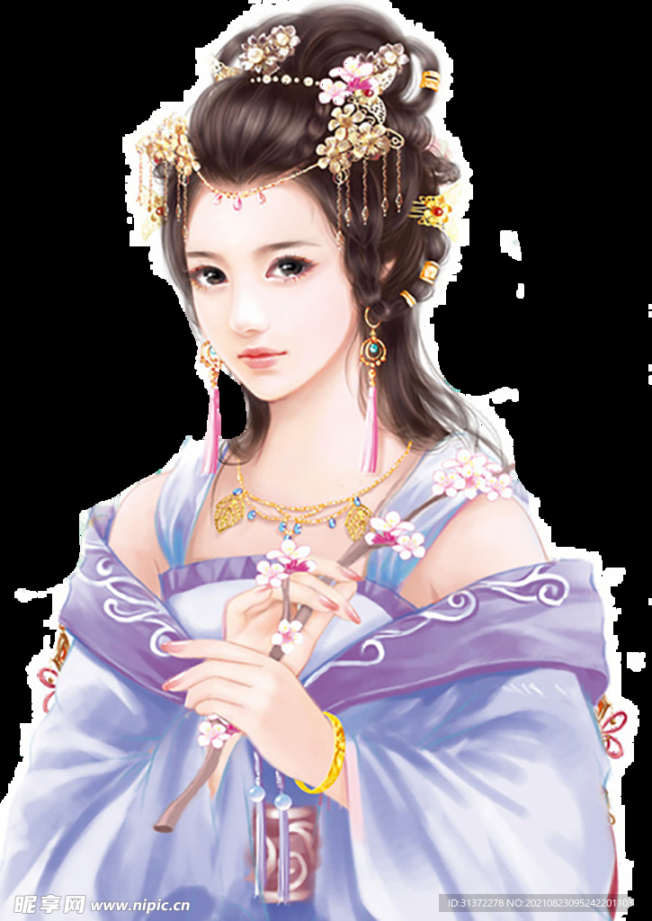 古装帅哥美女插画图片