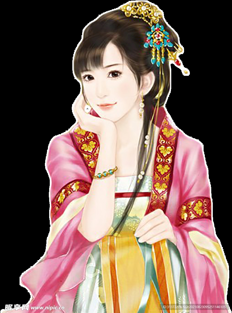 古装帅哥美女插画图片