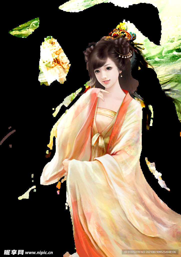  古装帅哥美女插画图片