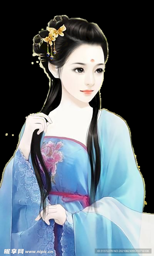   古装帅哥美女插画图片