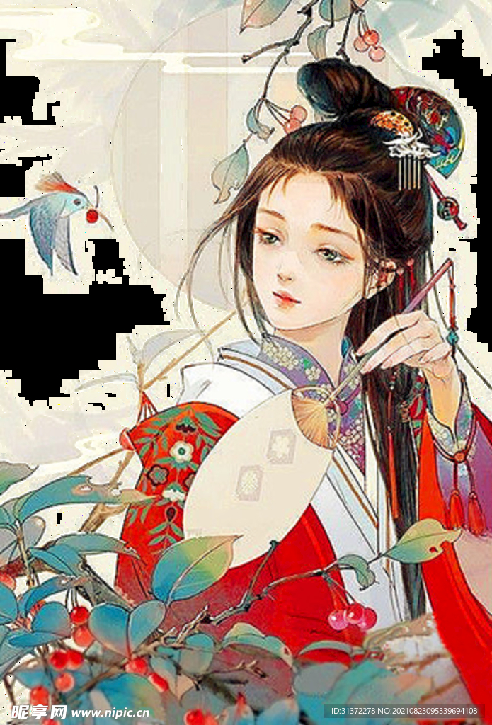   古装帅哥美女插画图片