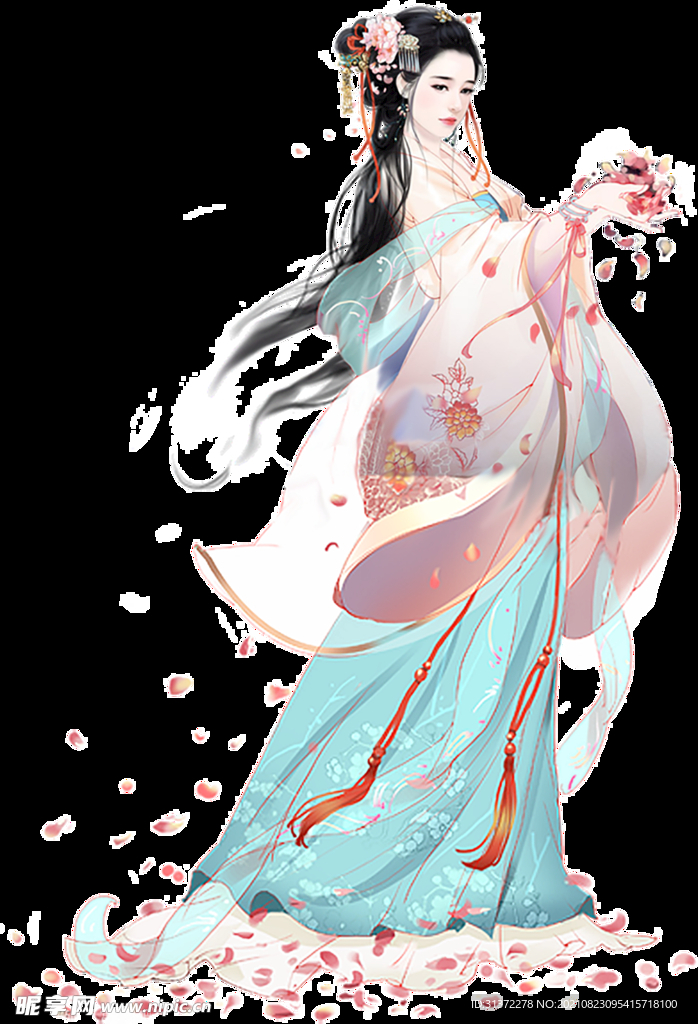  古装帅哥美女插画图片