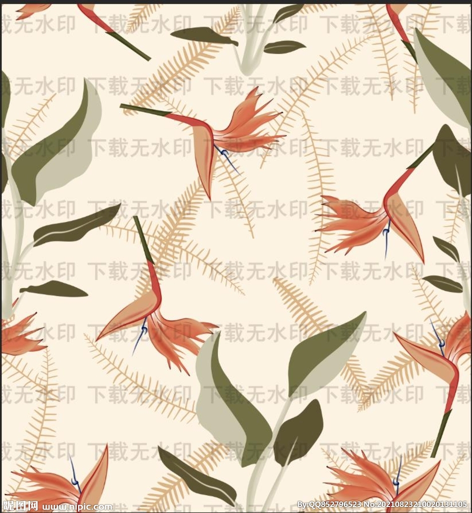 手绘热带花