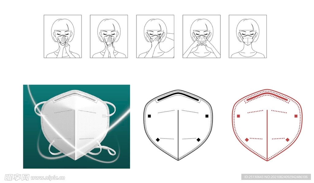 口罩佩戴流程图
