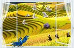 3D立体假窗秋天梯田风景