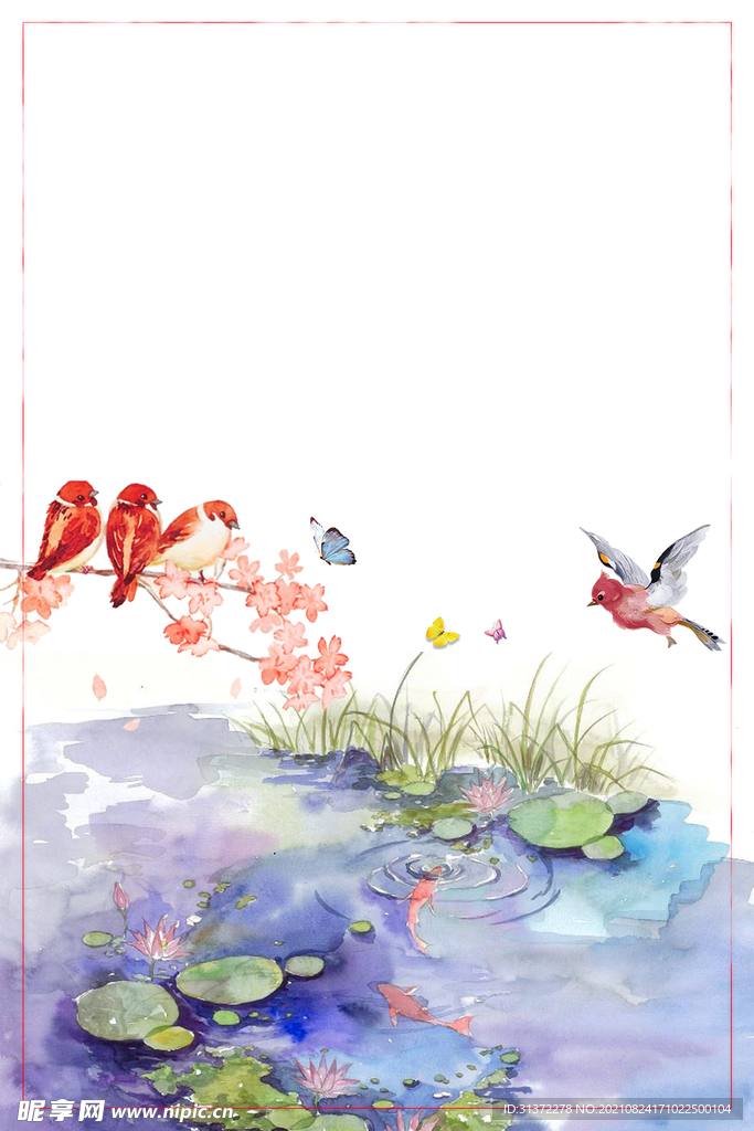  手绘古风插画背景图片 