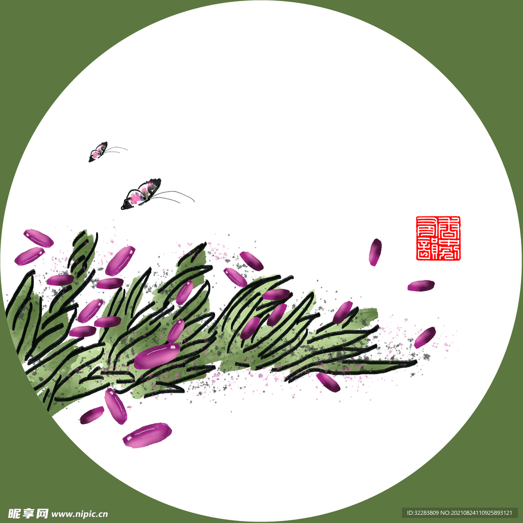 手绘花草装饰画