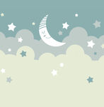 卡通儿童卧室星星月亮矢量背景
