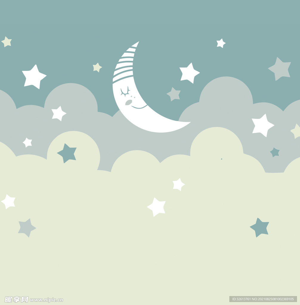 卡通儿童卧室星星月亮矢量背景