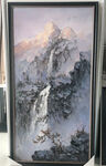 雪山油画
