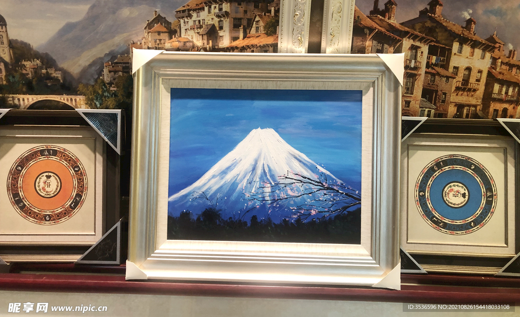 富士山油画