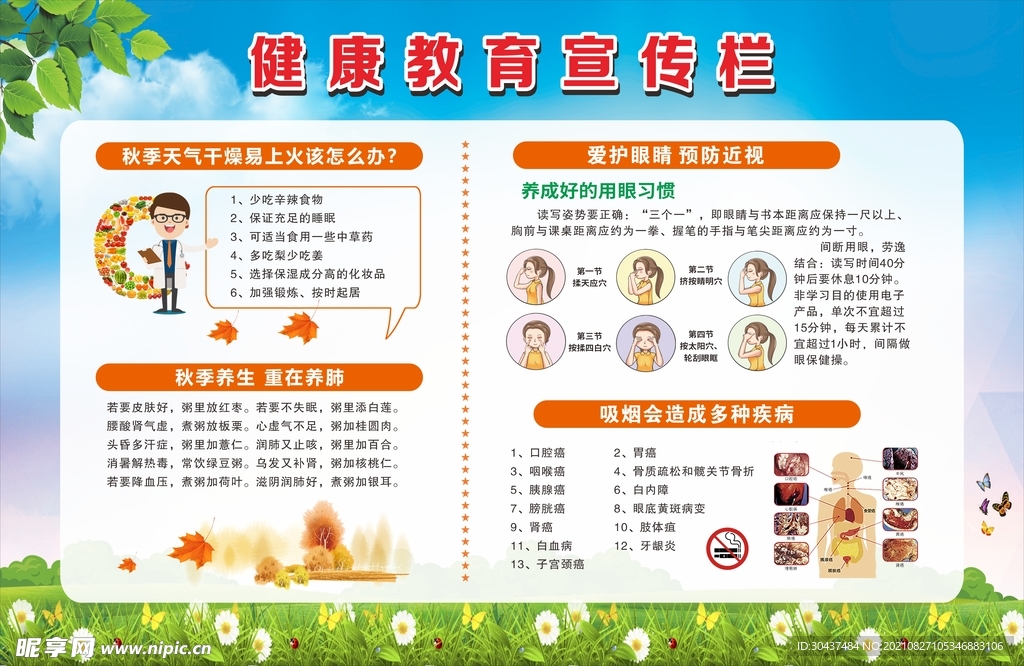 秋季健康教育宣传栏