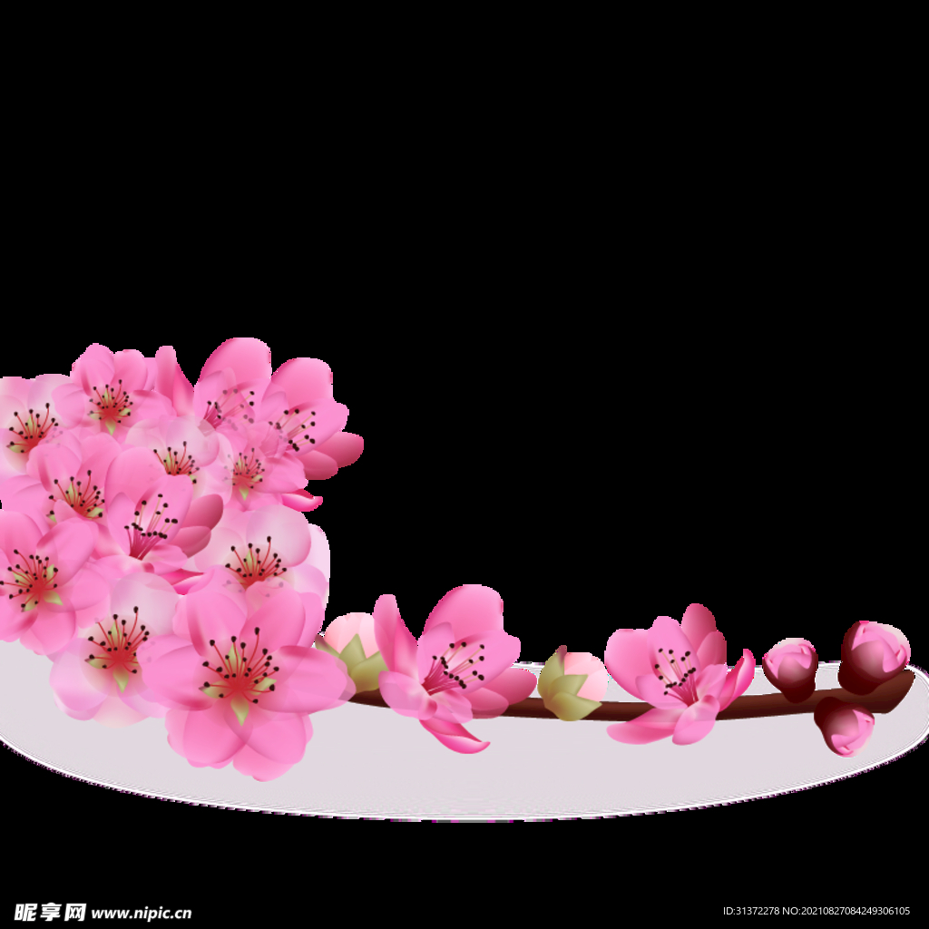  手绘粉色樱花免扣素材图片 