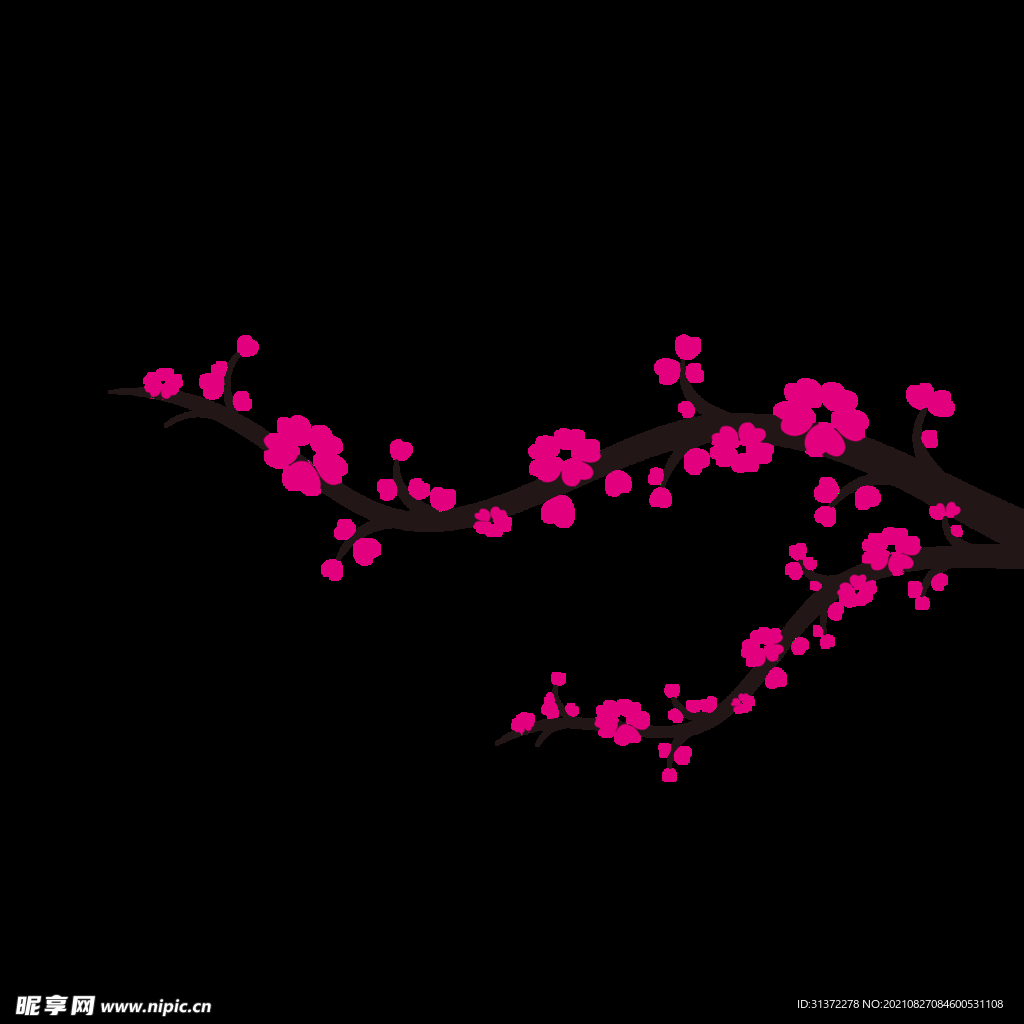 手绘粉色樱花免扣素材图片 