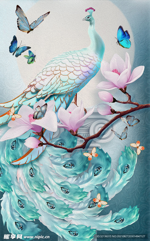 优雅孔雀装饰画