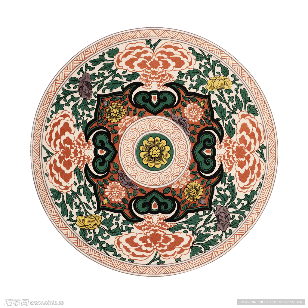 中式复古花纹装饰画