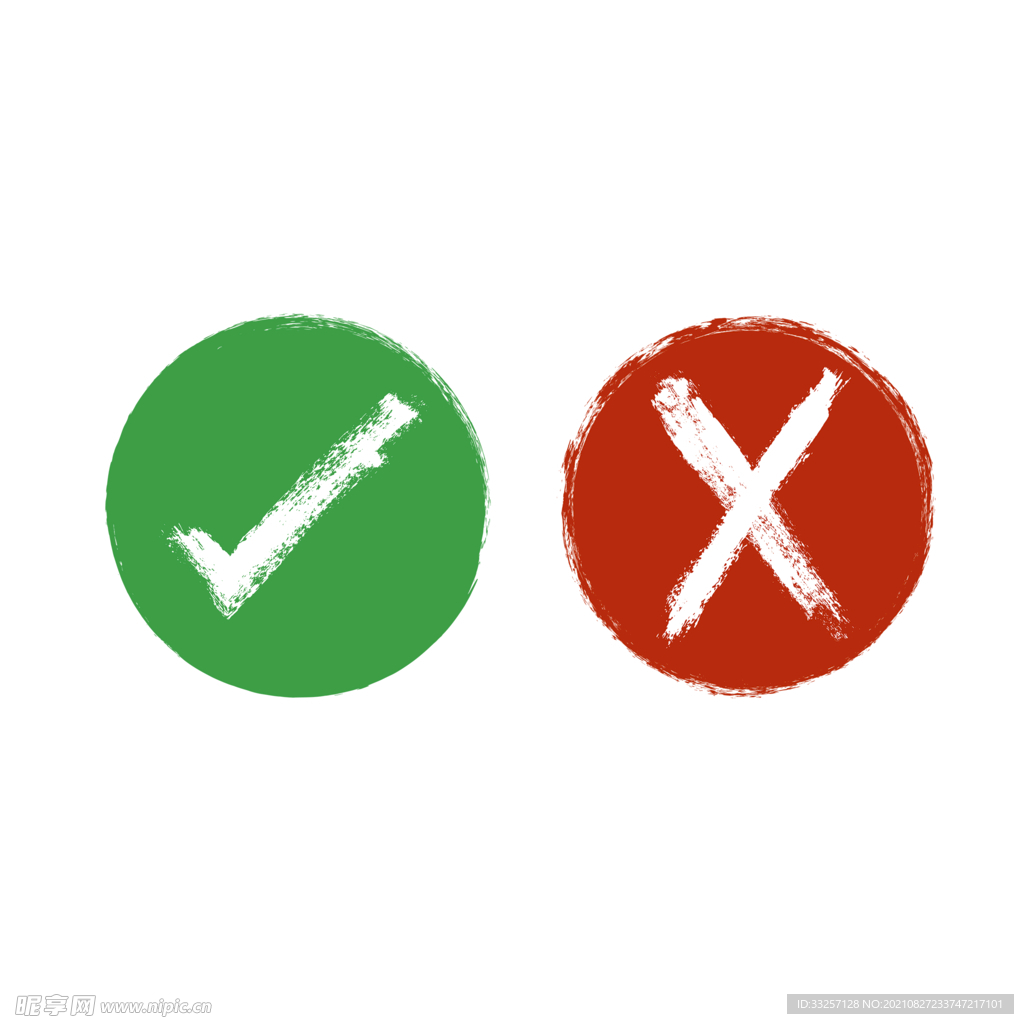 检查和错误标记，勾选和交叉标记，接受/拒绝，批准/不批准，是/否，对/错，绿色/红色，正确/错误，Ok/不Ok -矢量标记符号，绿色和红色 ...