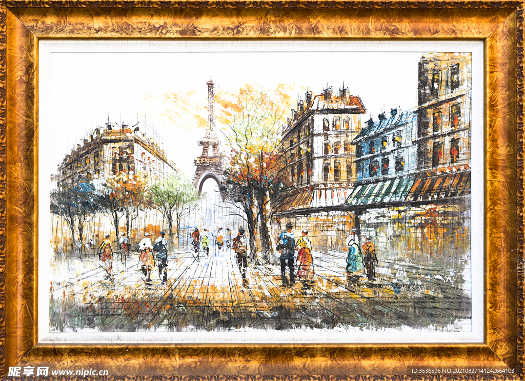 巴黎街景油画