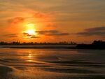 新西兰海滨夕阳风景