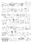 线描手绘卡通种花工具家用园林园