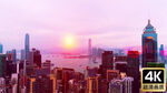 夕阳海港城市建筑群