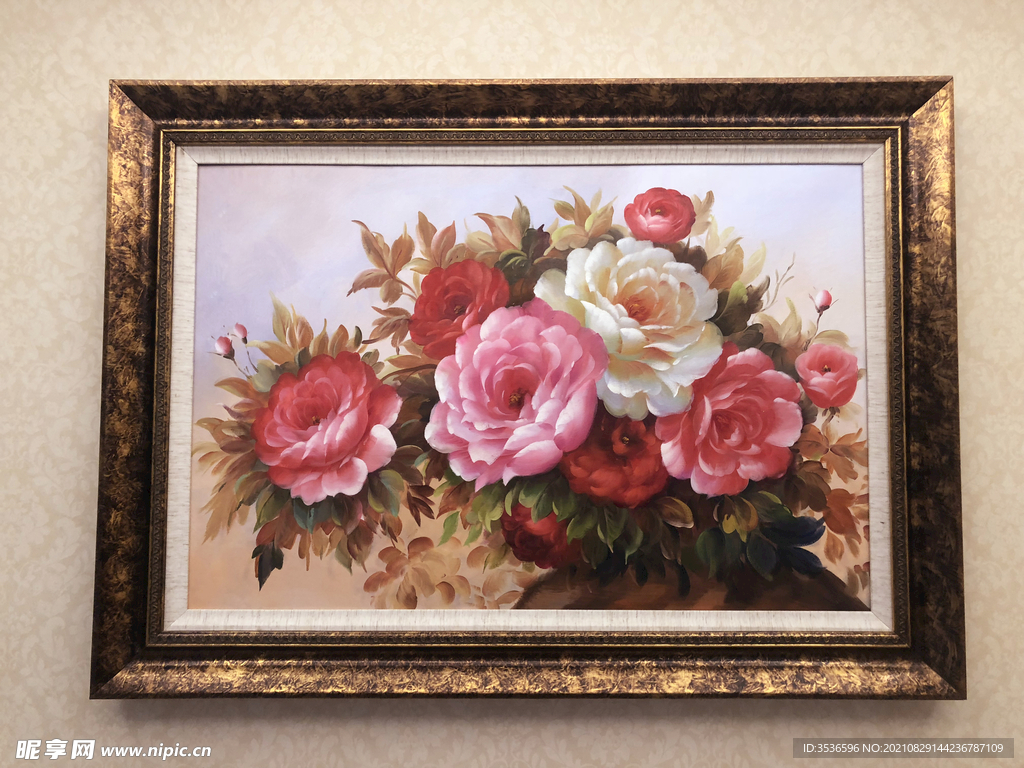 欧式宫廷花卉油画