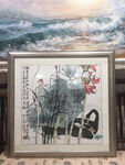 黑天鹅荷花国画