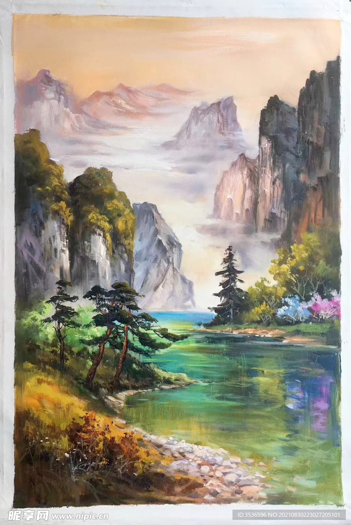 山水风景油画 