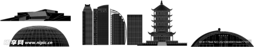 绵阳标志建筑线描图